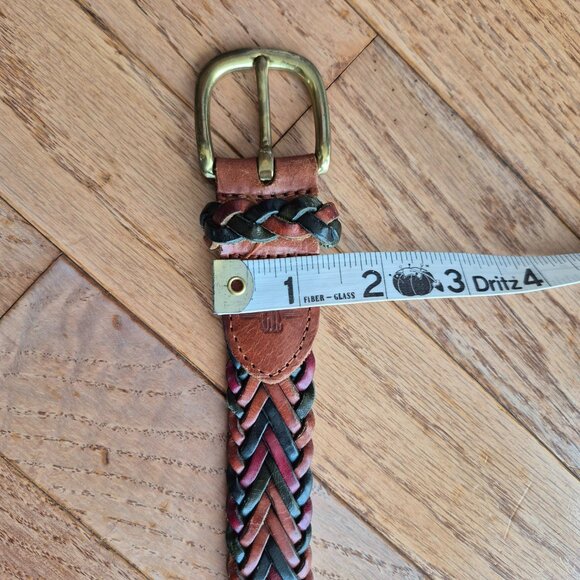 Belt Braided Leather Woven Belt Tri Color Brass Size Large - Picture 9 of 9